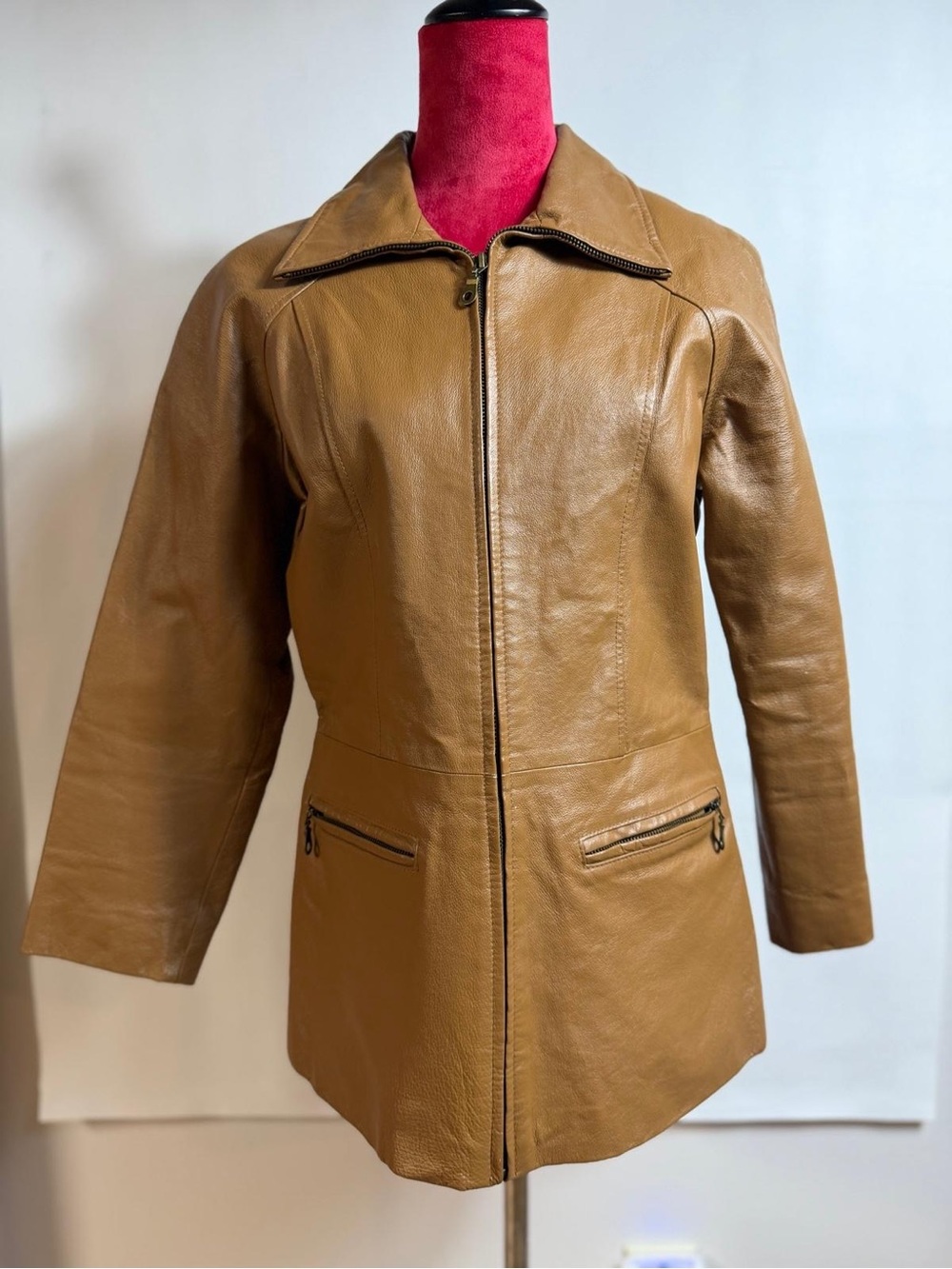 Women’s Camel Faux Leather Jacket